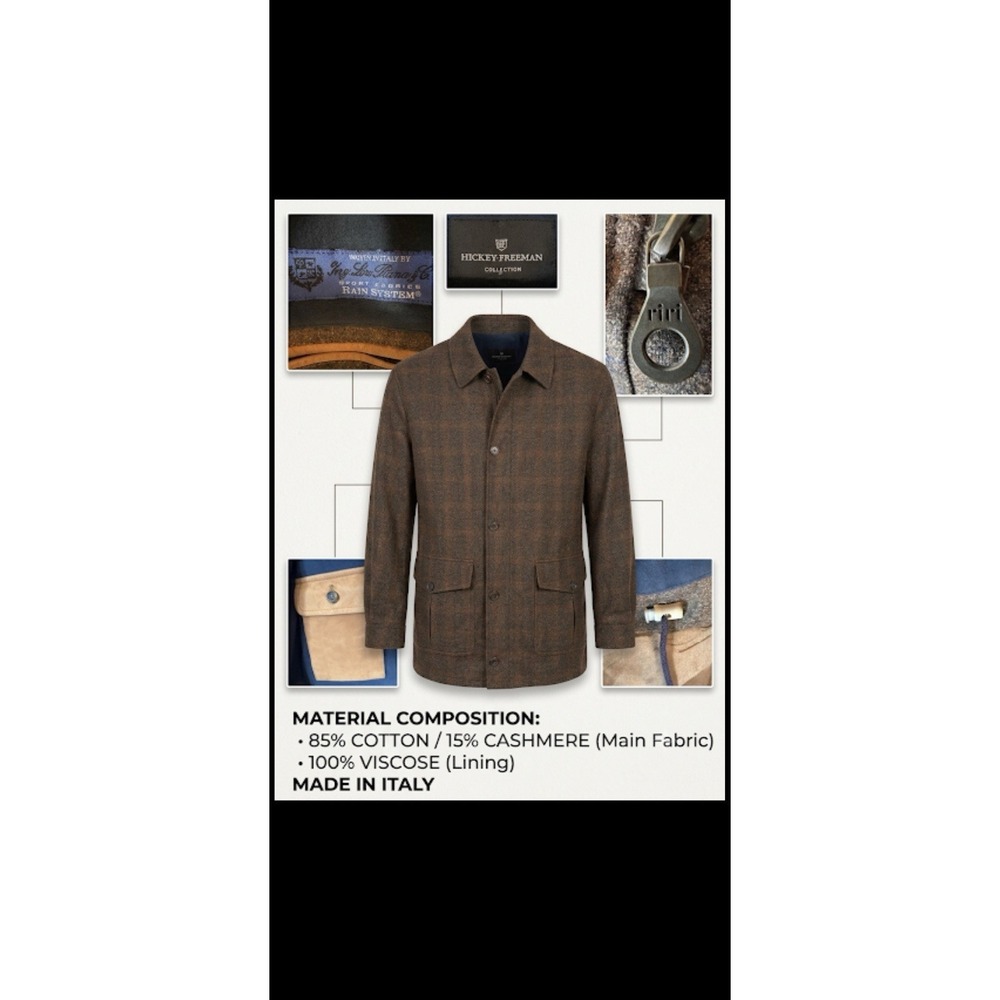 Hickey Freeman Collection Loro Pianna Cotton Cashmere Rain System Field Jacket (